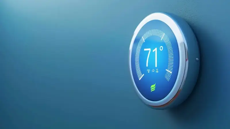 A smart thermostat on a wall.